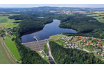 Dam area Aerial view of the dam area of the Římov Reservoir. A unique 40-year collection of archived fish scales from this artificial lake was subjected to stable isotope analysis; subsequently, the time series of fish-scale stable isotopes was compared with long-term monitoring records of the reservoir environment (Photo: Petr Znachor, BC CAS).